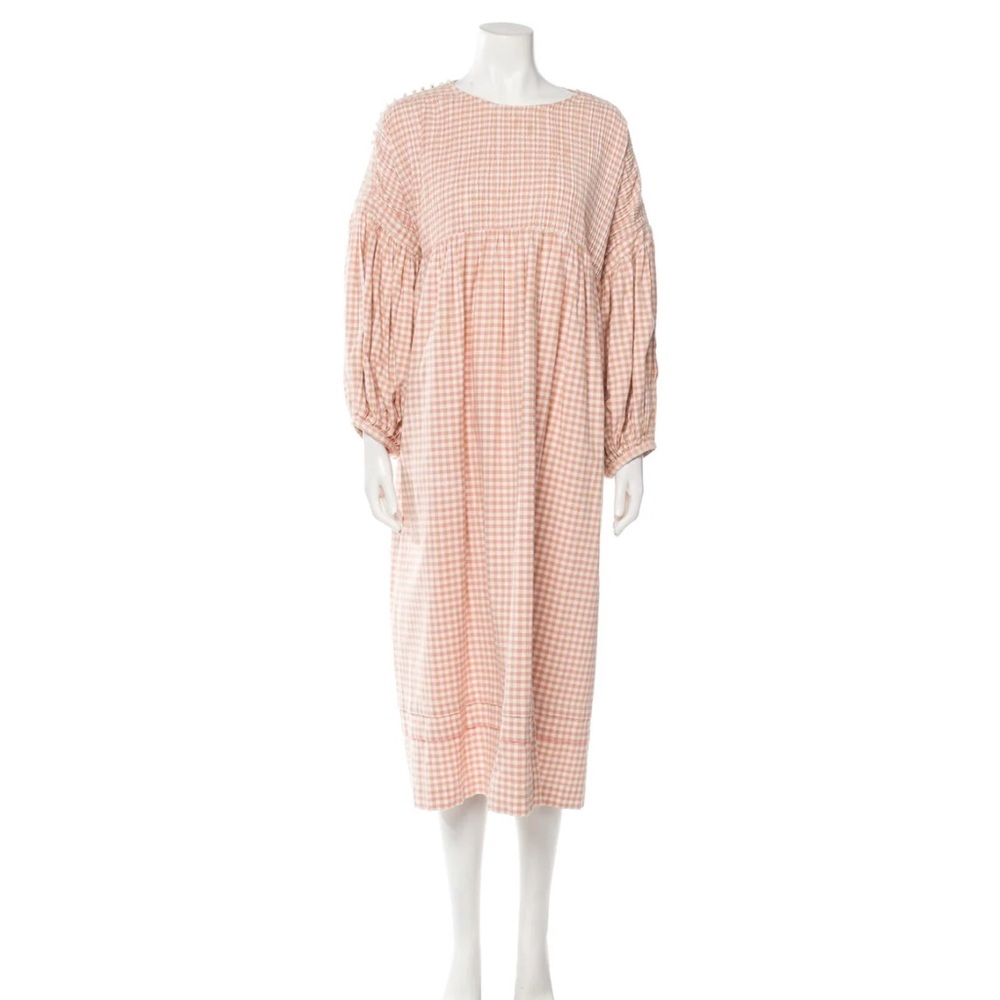 Story mfg Pink Gingham Long Sleeve Dress